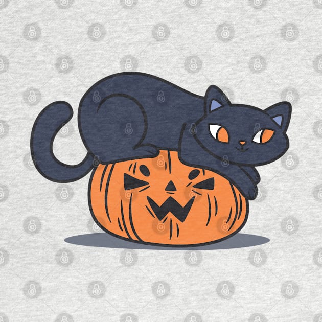 Black Cat on Pumpkin by JS Arts